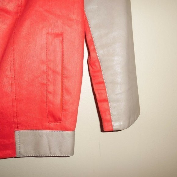 Helmut Lang Lambskin Leather Coated Linen bomber Jacket Blazer Orange‎ Casual P - Picture 6 of 8